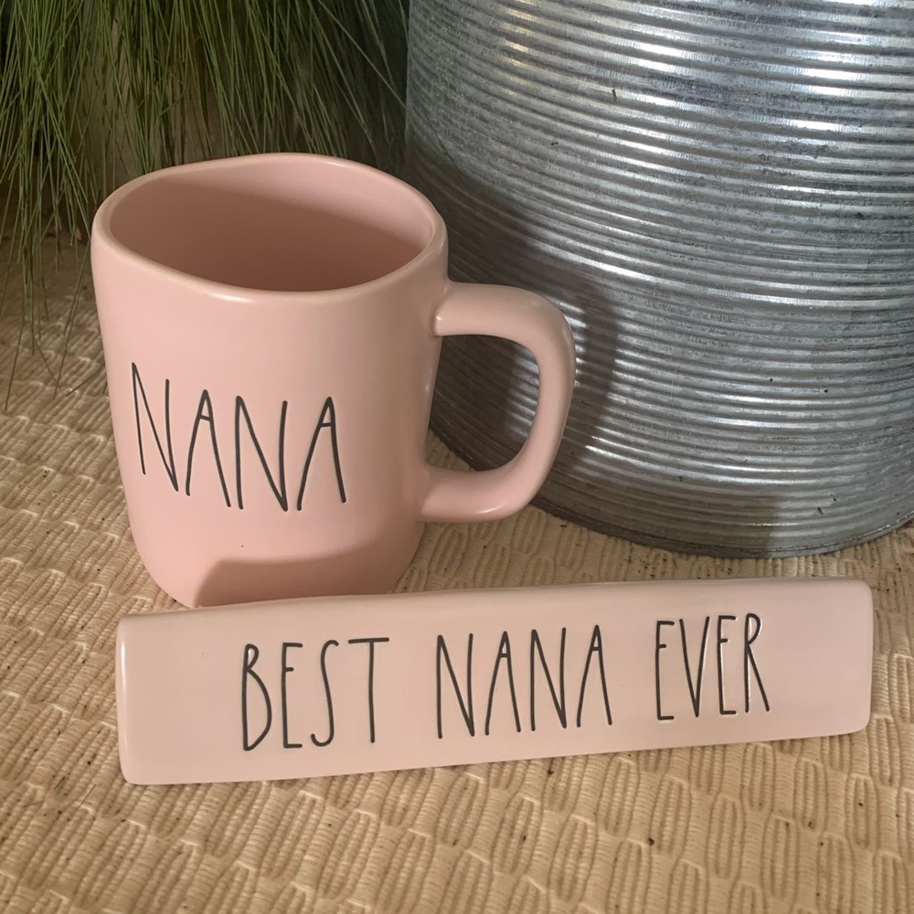 Rae Dunn paper weight and coffee mug
